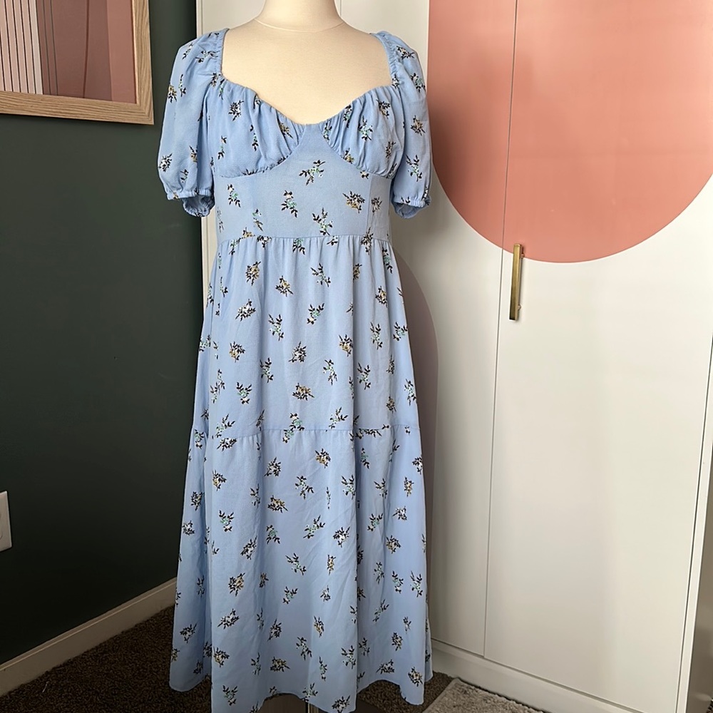 Puff sleeve midi dress